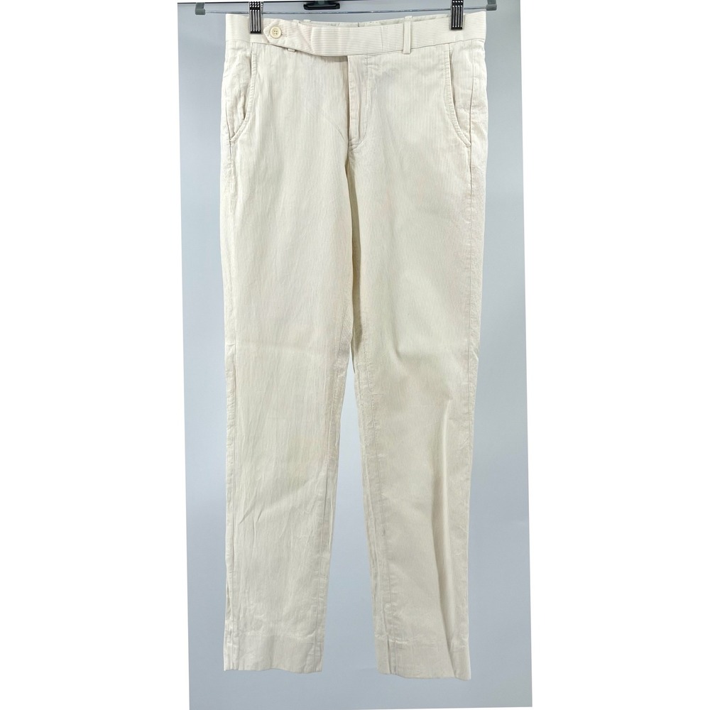 Billy Reid Corduroy Pants Women 4 Ivory White Straight Leg Button Tab Waist